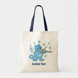 Gato azul con bolsa de tocador de violín