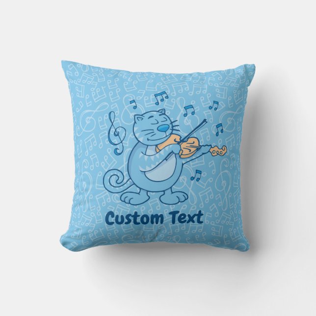 Gato azul con Cojín decorativo de violín (Anverso)