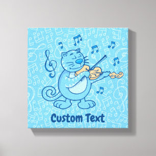 Gato azul con impresión de lienzo de violín