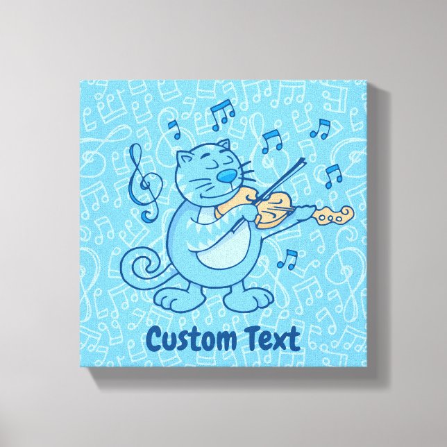 Gato azul con impresión de lienzo de violín (Anverso)