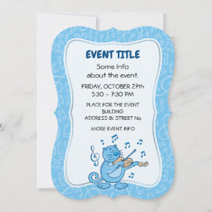 Gato azul con invitación al violín
