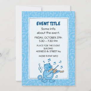 Gato azul con invitación al violín