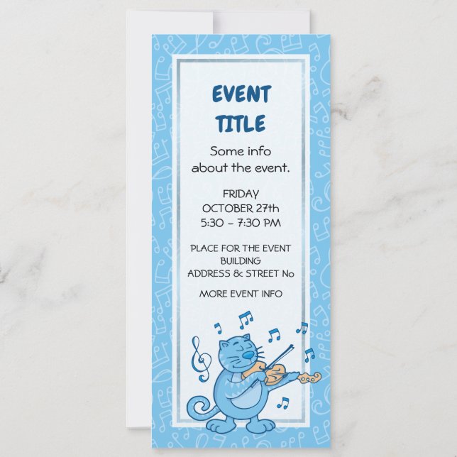 Gato azul con invitación al violín (Reverso)