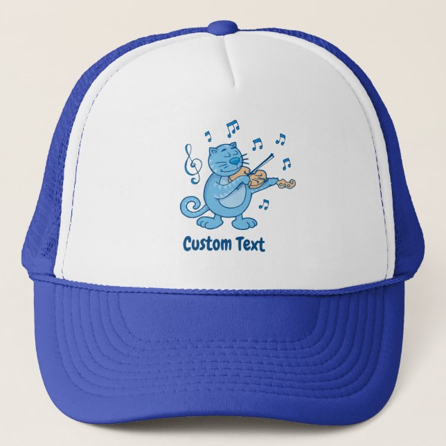 Gato azul con sombrero de camión violín (Anverso)