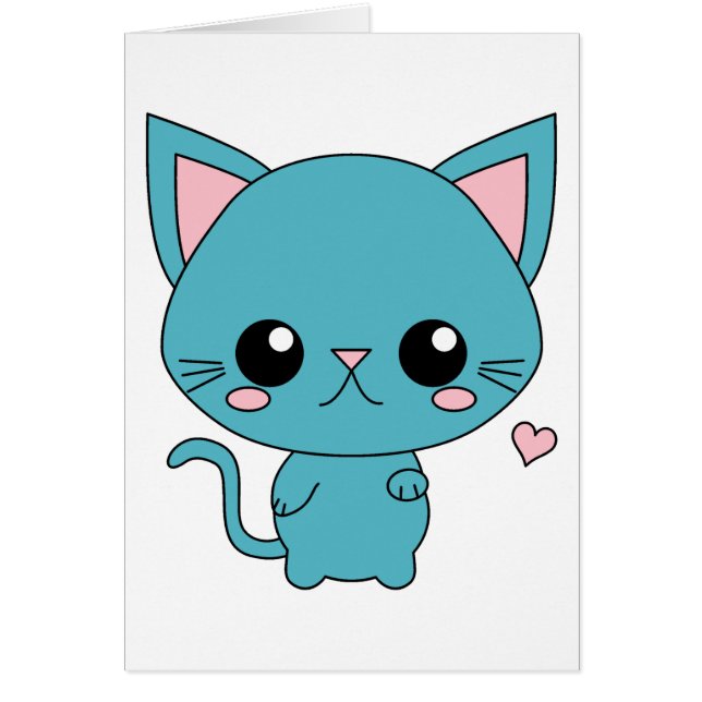 Gato azul lindo de Kawaii (Frente)