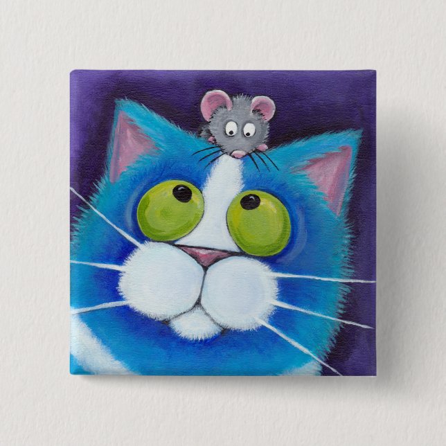 Gato azul y botón de ratón (Anverso)