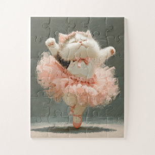 Gato Ballerina en el rompecabezas rosa de Tutu Jig