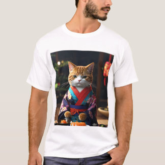 Gato básico de camisetas para hombres impreso