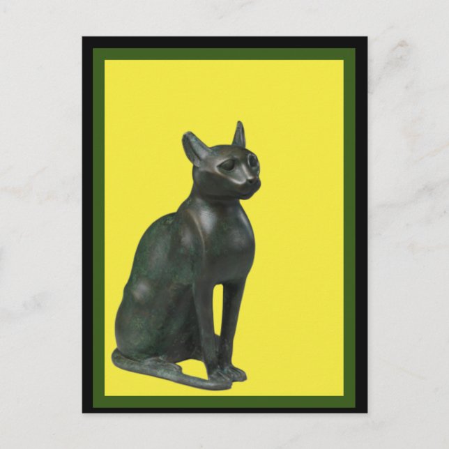 Gato bastet egipcio, postal artística (Anverso)