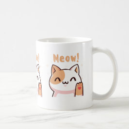 Gato beige lindo con tazas de Ilustracion de texto