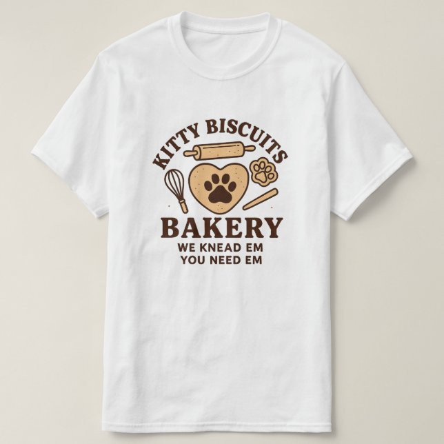 Gato Biscuit Maker Shirt, Divertida Camisa Kneadin (Diseño del anverso)