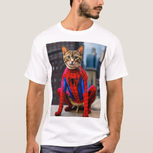 gato blanco con camiseta impreso