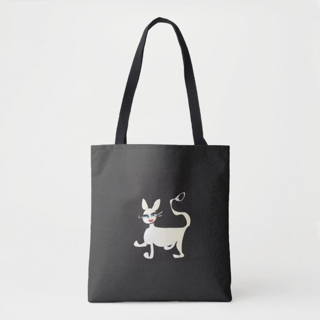 Gato blanco con maquillaje en bolsa de tocador neg (Anverso)