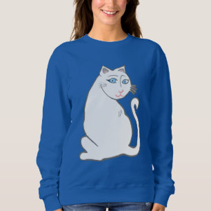 Gato blanco con ojos azules sudadera femenina