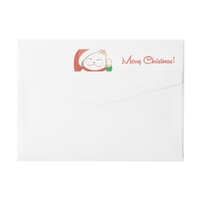 Gato blanco de Navidad con un sombrero rojo (Reverso)