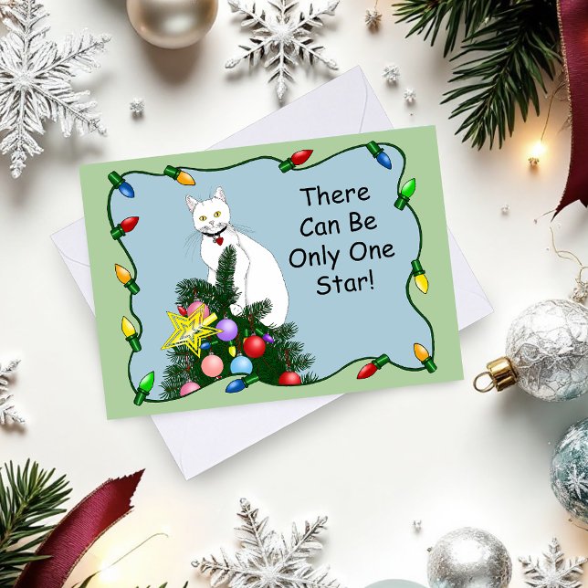 Gato blanco divertido del árbol de Navidad (Subido por el creador)