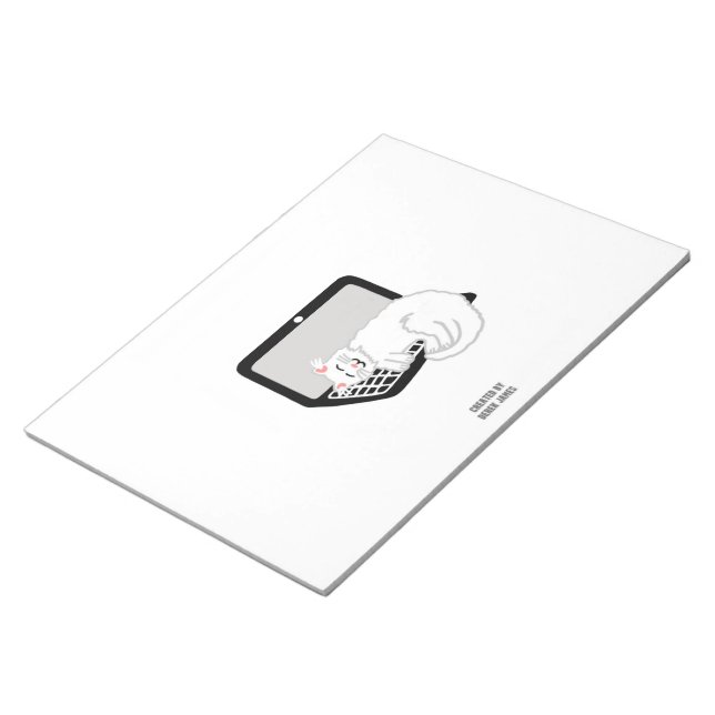 Gato Blanco Durmiendo En El Bloc De Notas De Portá (Lado Derecho)