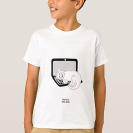 Gato blanco durmiendo en una laptop Camiseta blanc