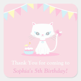 Gato blanco gatito gracias Pegatinas Fiestas