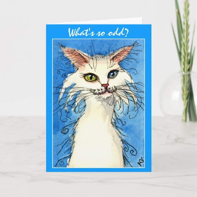 gato blanco Impar-observado en tarjeta de (Anverso)