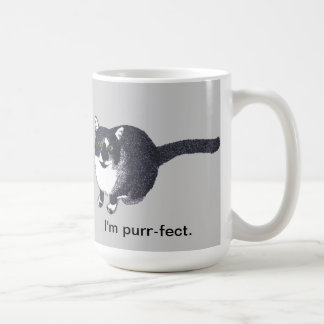Gato blanco negro lindo en tazas Purr-fectas de pu