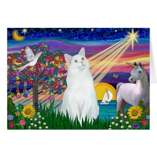 Gato blanco - Noche mágica (Anverso (Horizontal))