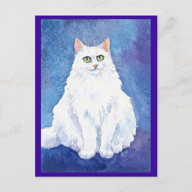 Gato blanco o postal de gatito (Anverso)