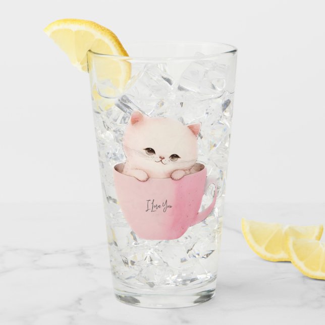 Gato blanco rosado en una taza de té (Anverso (hielo))