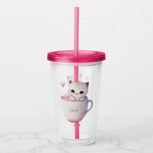 Gato blanco-rosado en una taza de té (4)