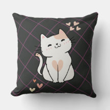 Gato blanco súper lindo con Cojín decorativo cardí