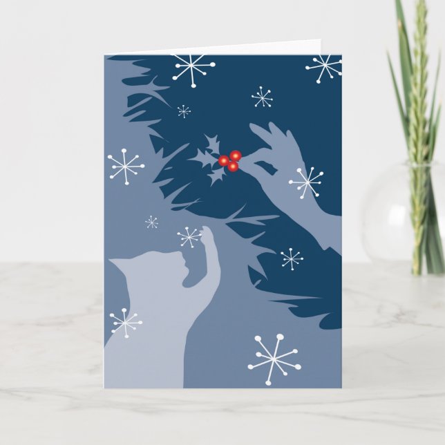 Gato blanco y Holly, a medianoche, tarjeta de vaca (Anverso)