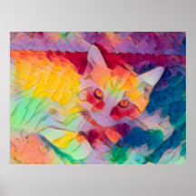 Gato Boho Amarillo Colorido Arte Pop Hippie