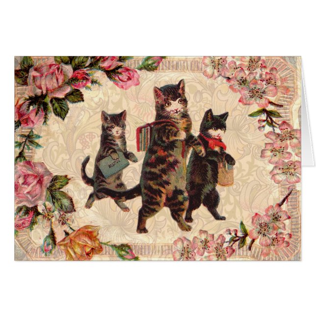 Gato Bonito Vintage Gatitos antiguos (Anverso (Horizontal))