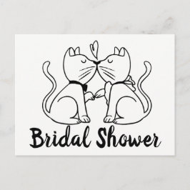 Gato Bridal Shower Invitación Black White Modern