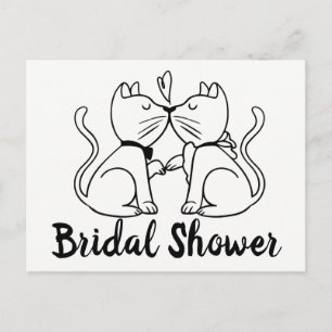 Gato Bridal Shower Invitación Black White Modern