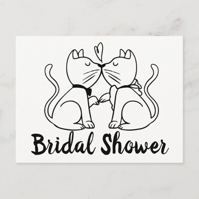 Gato Bridal Shower Invitación Black White Modern (Anverso)