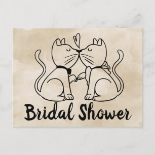 Gato Bridal Shower Invitación color marrón