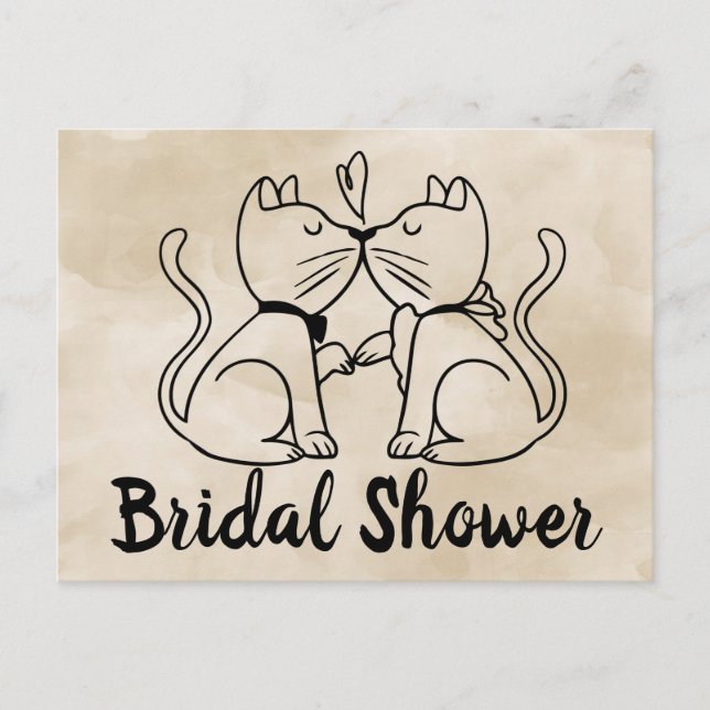 Gato Bridal Shower Invitación color marrón (Anverso)
