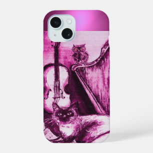GATO, BÚHO E INSTRUMENTOS MUSICALES EN ROSA PURPUR