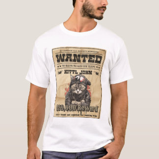 Gato buscado por comer atún camiseta