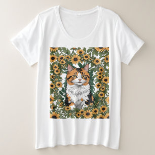 Gato Calico de Maryland y Flores de Susan de Ojos