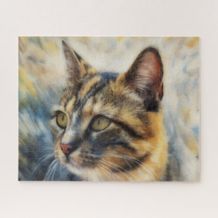 Gato Calico Gato Bonito Arte Rompecabezas Grande
