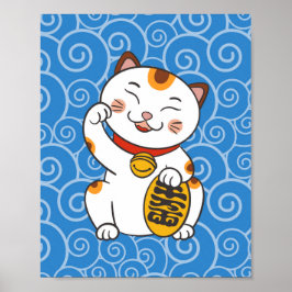 Gato Calico Japonés Afortunado | Póster de Maneki