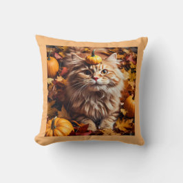 Gato caprichoso con Cojín decorativo de calabazas