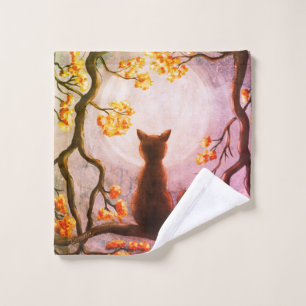 Gato caprichoso en arte de la pintura de la Luna