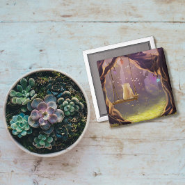 Gato caprichoso en un imán giratorio