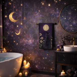 Gato Celestial Floral Púrpura
