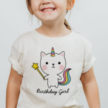 Gato Chica de cumpleaños Unicornio con camiseta Wa