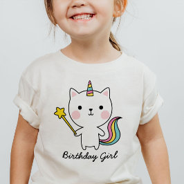 Gato Chica de cumpleaños Unicornio con camiseta Wa