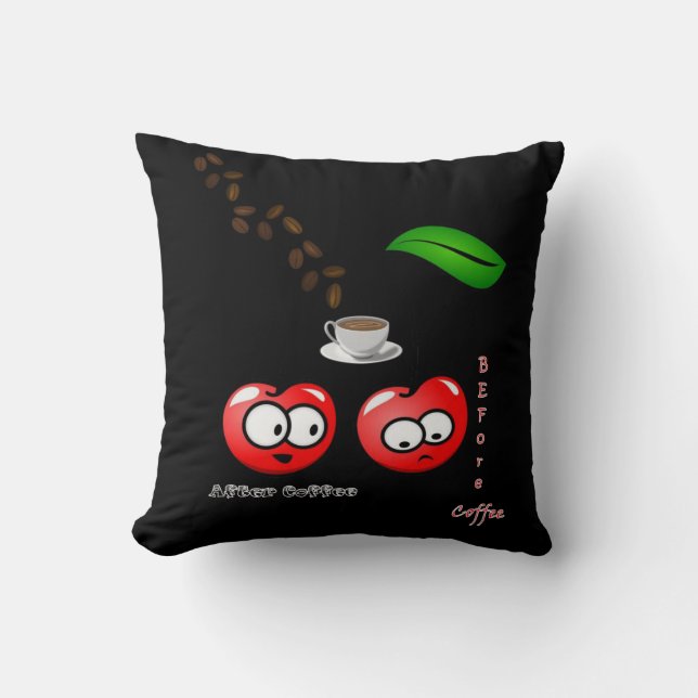 Gato Cojín decorativo antes del café negro (Anverso)